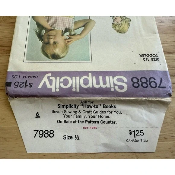VTG Simplicity Pattern 7988 Toddlers' Dress‎ Or Top & Pants Size 1/2 Uncut FF - Picture 3 of 4